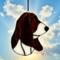 Basset Hound stained glass ornament in Mahogany and White.