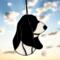 Basset Hound stained glass ornament in Black and White.