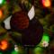 Bull Terrier stained glass ornament- shown in Brindle hanging on a Christmas tree.