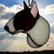 Bull Terrier stained glass ornament- shown in Black and White.