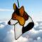 Corgi stained glass ornament in Black headed Tricolor.