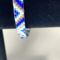 Traditional Native American Indian Style Glass Seed Bead Handcrafted Bracelet, Blue  white and and silver chevron pattern