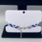  Native American Indian Style Glass Seed Bead Handcrafted Bracelet, Blue  white and and silver chevron pattern silver lobster clasp closure