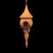 Handcrafted miniature wooden birdhouse ornament shaped like an icecicle with a pointed roof and base, featuring a rounded entrance hole and a perched bird, and made from reclaimed hardwoods finished with a satin shellac.