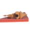 Handcrafted miniature wooden birdhouse ornament shaped like an icecicle with a pointed roof and base, featuring a rounded entrance hole and a perched bird, and made from reclaimed hardwoods finished with a satin shellac.