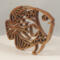 Handcrafted wooden tropical fish ornament made from 1/4-inch thick oak, finished with shellac, designed for holiday decor or year-round display as wall art.