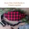 Red & black check hunting belt bag handcrafted from Johnson Woolen Mills virgin wool, shown with evergreen branches — rugged waist pack.
