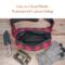 Open red and black check wool belt bag with easy to clean plastic waterproof canvas lining hunting waist pack ideal for  deer hunting.