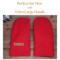 Pair of red extra large mittens displayed on rustic wood; soft wool winter gloves for xl large handed men.