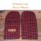 Set of men’s red plaid wide handmade fleece mittens crafted from upcycled fleece, lined in soft Berkshire polar fleece for double warmth.