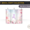 Pink pastel flower bridal tumbler, front and back, 20-oz stainless set or single.  
