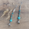 These are a pair of beautiful western long dangle earrings. They are handmade with turqoise color hearts.