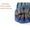 A hand knit blue & purple, wool & acrylic hat in a ribbed stitch pattern. For winter holiday gifting for kids ages 6, 7, 8, 9.