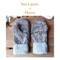 Handmade kids ages 5, 6, 7 years old sized mittens made from an upcycled fluffy gray fleece jacket. Perfect for winter holiday gift giving. 