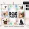 Dog Mama tumbler personalized with six dog photos and colorful paw prints, 20 oz stainless steel.