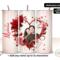 Personalized red rose heart photo tumbler shown front and back with vertical name on side