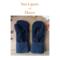 Handmade kids ages 5, 6, 7 years old sized mittens made from black & blue upcycled wool. Perfect for winter holiday gift giving for children