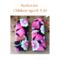 Handmade kids ages 8, 9, 10 years old sized fluffy pink & black mittens. Perfect for winter holiday gift giving for girls.