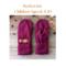 Handmade kids ages 8, 9, 10 years old sized purple mittens. Perfect for cold winter holiday gift giving for boy and girl children.