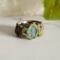 Emerald Leaf Polymer Clay and Stainless Steel Ring Size 8.5