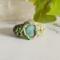 Emerald Leaf Polymer Clay and Stainless Steel Ring Size 11.5