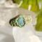 Emerald Leaf Polymer Clay and Stainless Steel Ring Size 11.5
