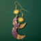 purple crescent moon earrings resin and walnut wood dangle