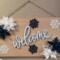 Example of finished welcome sign made on red oak wood sign blank, shown for design inspiration only
