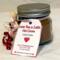 Handmade Love You a Latte hot cocoa jar with Valentine tag and wooden spoon, romantic cocoa gift idea in glass jar, cozy chocolate drink mix