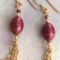 Ruby red earrings with 14 Karat gold filled decoration