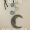 Blue glass bead and crystal prism moon decoration