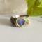 Tanzanite Polymer Clay and Stainless Steel Ring Front View
