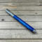 Swirled blue resin fountain pen with snap cap