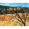 Small autumn landscape art quilt mounted on canvas by Dawn Andersen Art Quilts