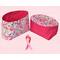 Pink ribbon caring gift set - 2 fabric baskets,  in pink ribbon, flowers, and words of hope pattern with a hot pink reverse.  In addition all products are reversible and support Breast cancer research.