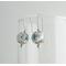 Copper Enamel Spheres of White Turquoise and Water Blue Dangle Earrings with Argentium 935 Sterling Silver Earwires