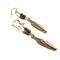 Embossed golden feather charm hangs below 3 cherry creek jasper stone beads in these southwestern styled dangle earrings.