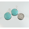 Small Enameled Copper Round Disc Dangle Earrings of Beautiful Sea Foam Turquoise with Argentium 935 Sterling Silver Earwires