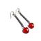 Long steel grey chain with red heart earrings