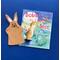 Tan rabbit felt puppet for toddlers with matching book Bobby Knows Best