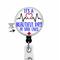Badge reel with a Velcro badge top that can be placed on a reel and changed for a different top when desired.