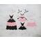Fancy die cut dresses with hangers, black, pink, and white