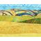 Bright yellow abstract landscape art quilt mounted on canvas by Dawn Andersen Art Quilts