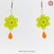 Green and Orange Daisy Flower with Raindrop Earrings Dangle Drop Style