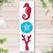 Coastal Christmas JOY Sign, Beachy Christmas Decor, Seahorse, sand dollar and coral spell out JOY