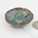 Enameled Copper Trinket Dish of Pale Transparent Teal with Specks of Blue Enamel
