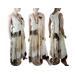 White, brown tan boho style long dress. Strip tatters with ties to fit. One of a kind, hand made, eco-friendly bohemian style dress.