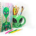cute alien drinking passion tea lemonade notebook journal