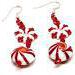 Handmade Red White Peppermint Candy Snowflake Earrings