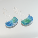 Small Aqua Sea & Sky Blue Lacy Enamel Chandelier Earrings